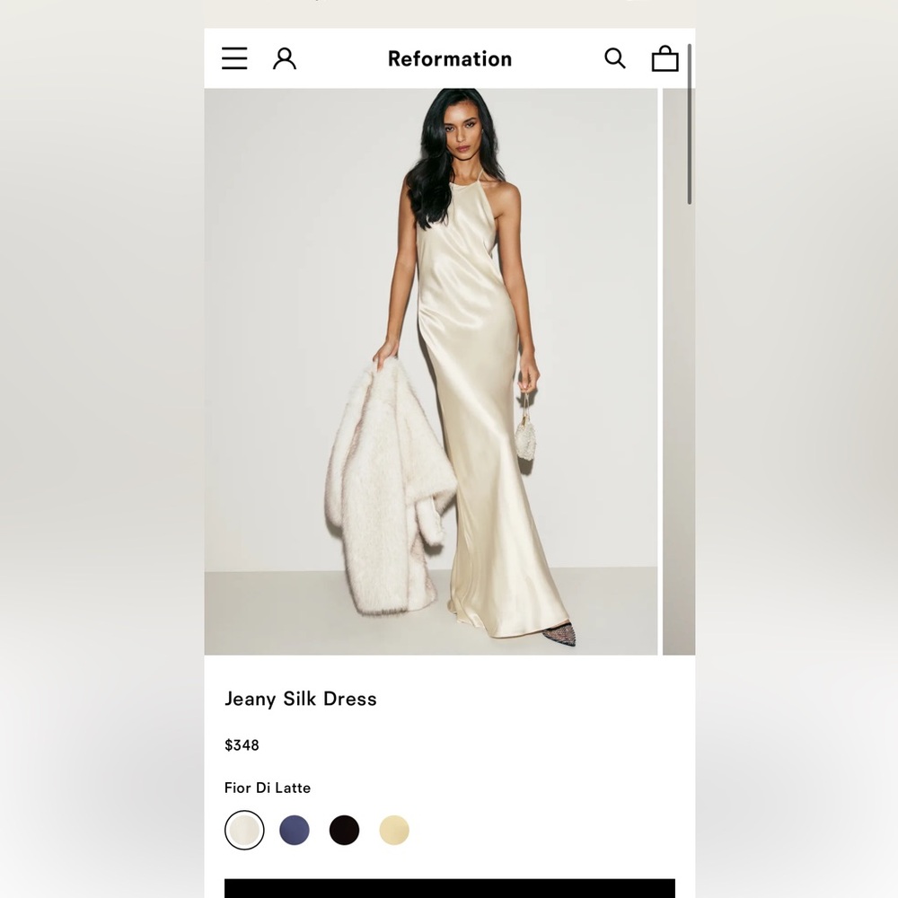 Reformation Jeany Silk Maxi Dress in Cream